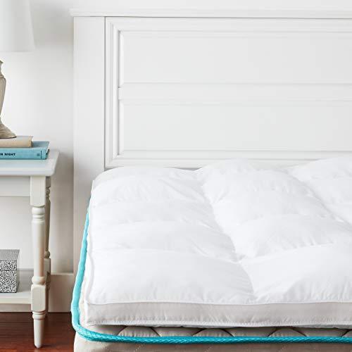 SUPERIOR Superior Mattress Topper, Down Alternative, 2 Inch Deep Sized Bed Pillow Top, Comfort Pad, Fluffy Mattress-Topper Protector, Plush Cooling Extra Soft, Hotel Quality, Sleep, All-Season, Twin, White