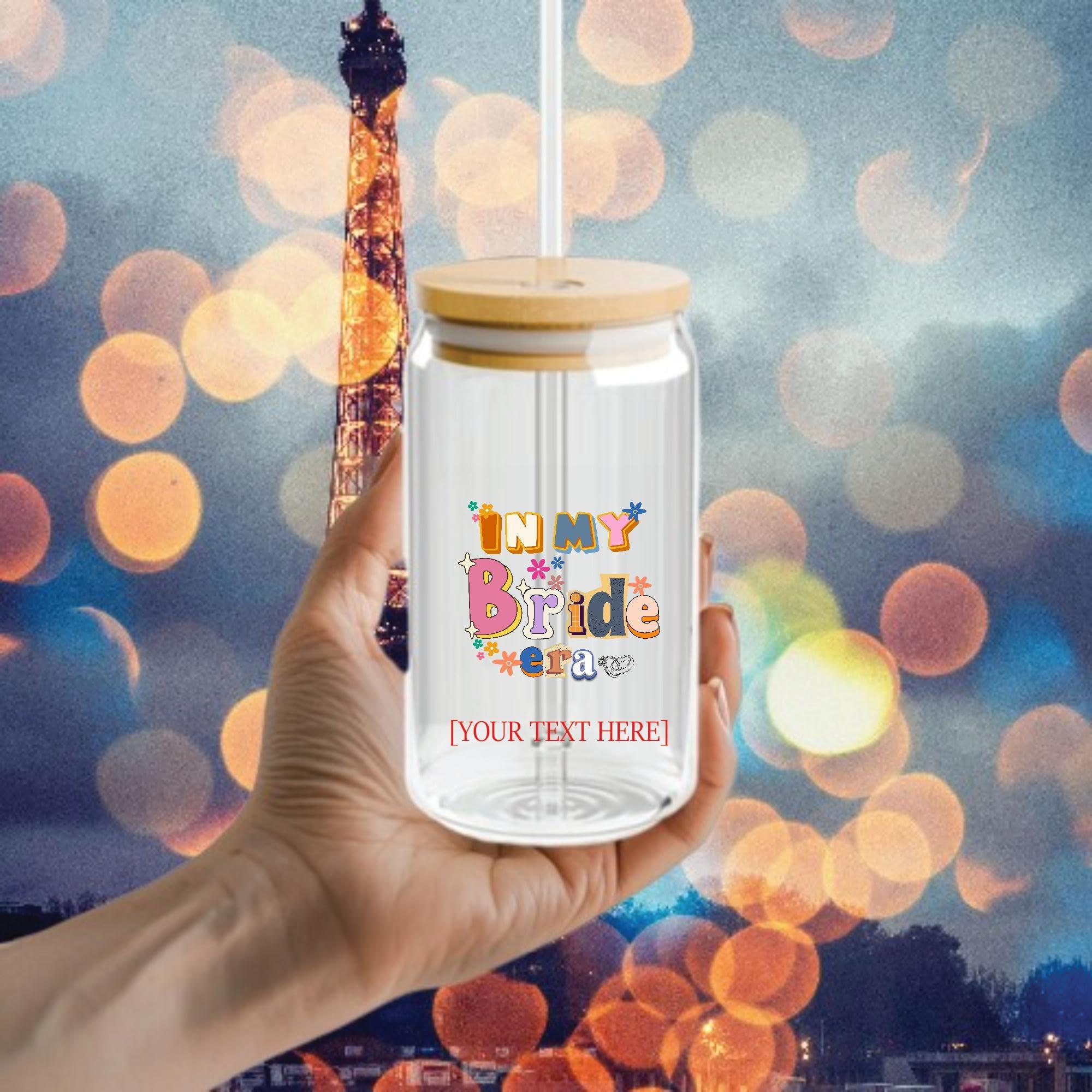 Generic In My Bride Era Gifts for Bachelorette Engaged Bridesmaids Matching Bridal Party Present Ideas 16Oz Glass Can with Lid and Straw