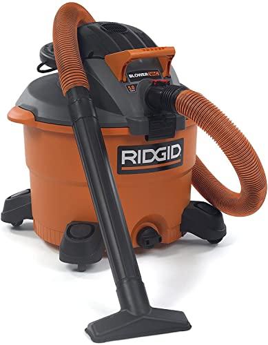 RIDGID RIDGID Wet Dry Vacuums VAC1200 Heavy Duty Wet Dry Vacuum Cleaner and Blower Vac, 12-Gallon, 5.0 Peak Horsepower Detachable Leaf Blower Vacuum Cleaner with Pro-Grade Hose