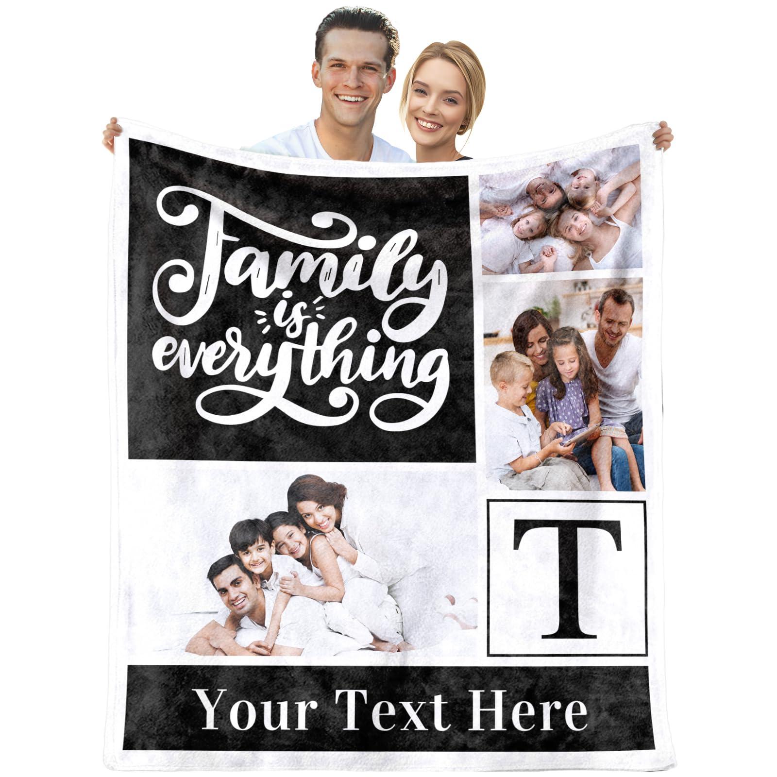 Takezuaa Custom Blanket With Pictures Texts-Personalised Photo Blanket Flannel Personalized Throw Blanket With Your Own Pictures Custom Blanket with Photo Collages For Family Birthday Wedding Gift(3 pictures)