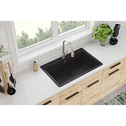 Elkay Elkay Quartz Classic ELGR13322BK0 Black Single Bowl Top Mount Sink