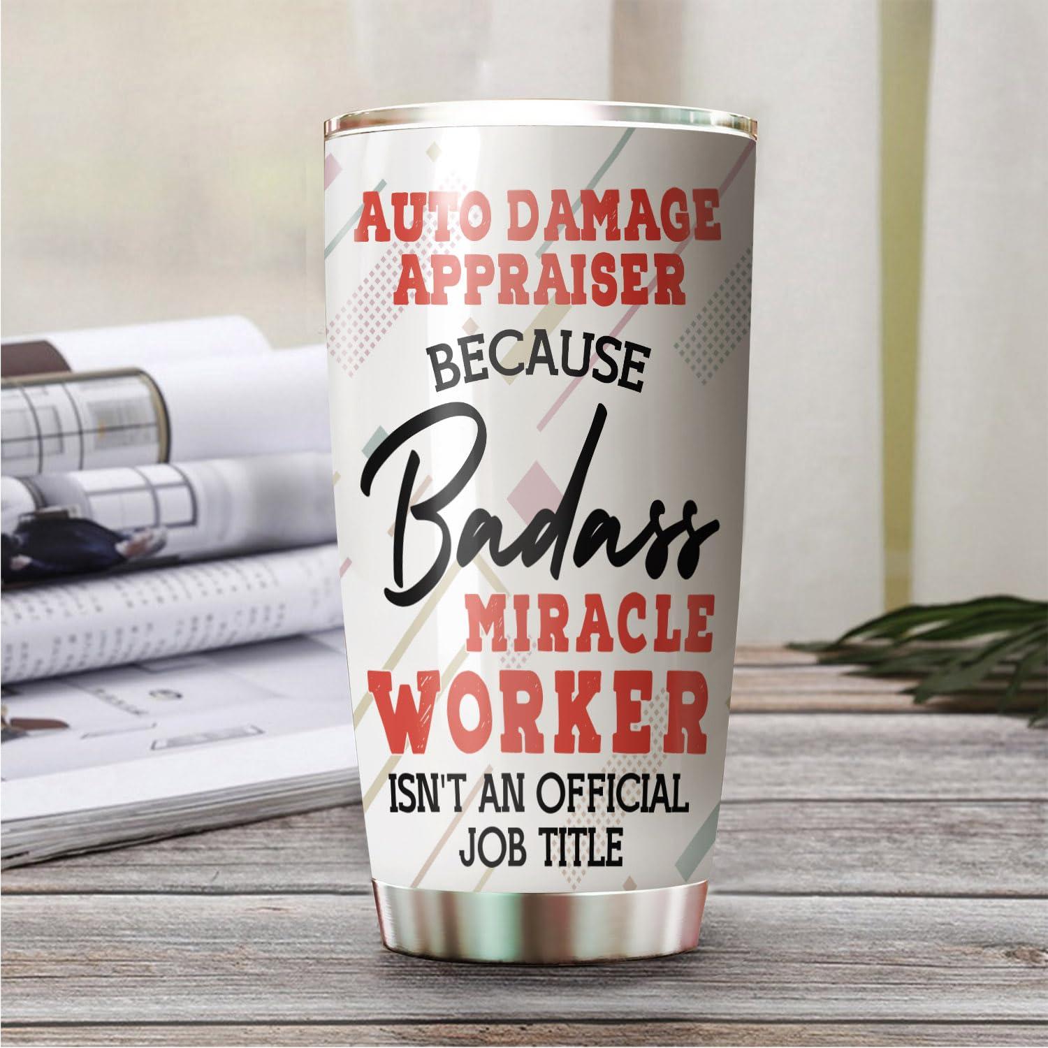 MEDROC MEDROC Miracle Worker Nutrition Facts Auto Damage Appraiser Tumbler Stainless Steel 20oz, Funny Gifts Bulks For Office Women Men Work Friend Coworker, Driking Coffee Cup For Birthday Christmas