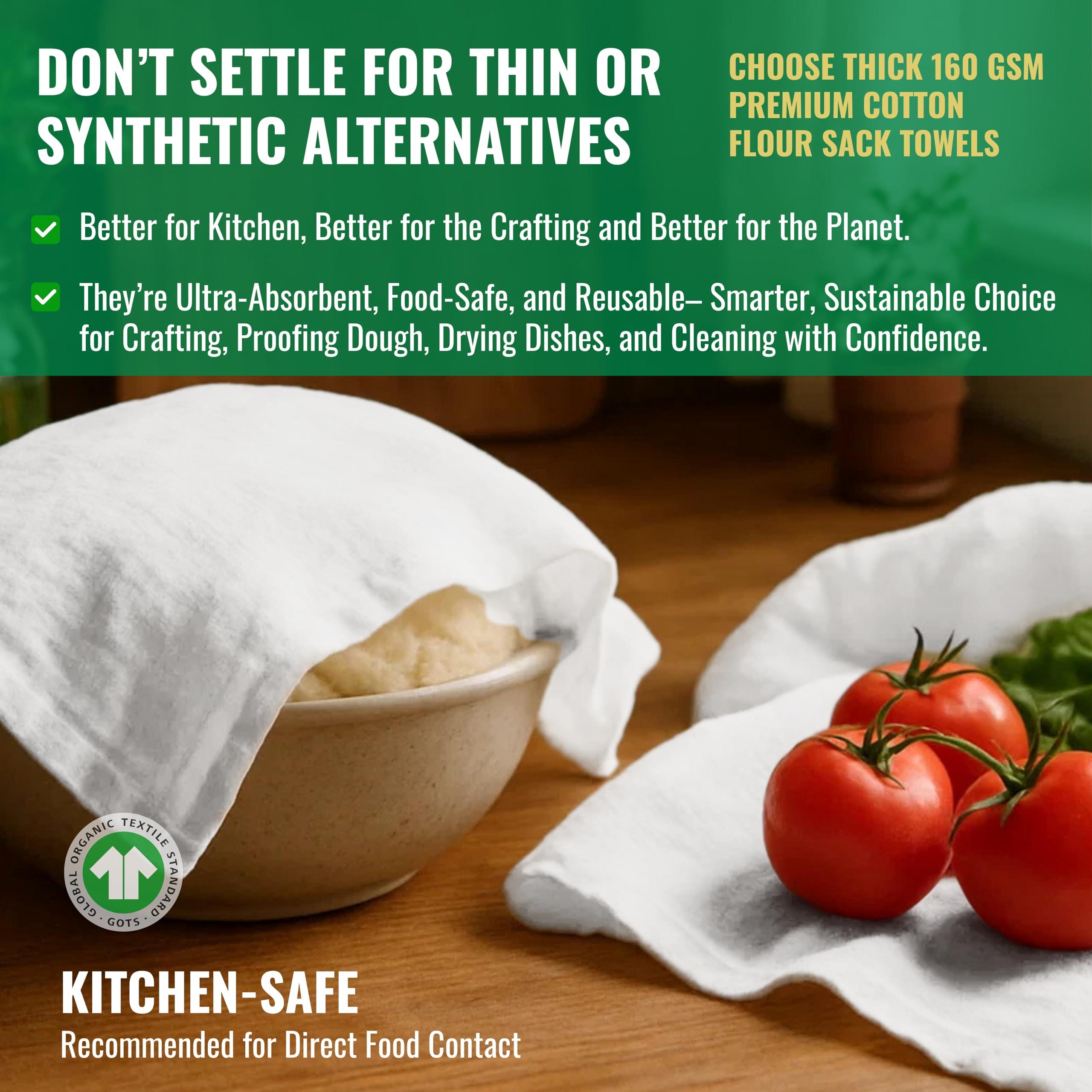 LITO LINEN AND TOWEL Flour Sack Towels |Valentines Day Tea Towel for Crafts| Kitchen Towel|Dish Towel| Cotton Blank Towel for Embroidery| Baking Bread Proofing Linen Cover|Thick Absorbent Quick Dry| 3 Pack 18\"x 28\" White