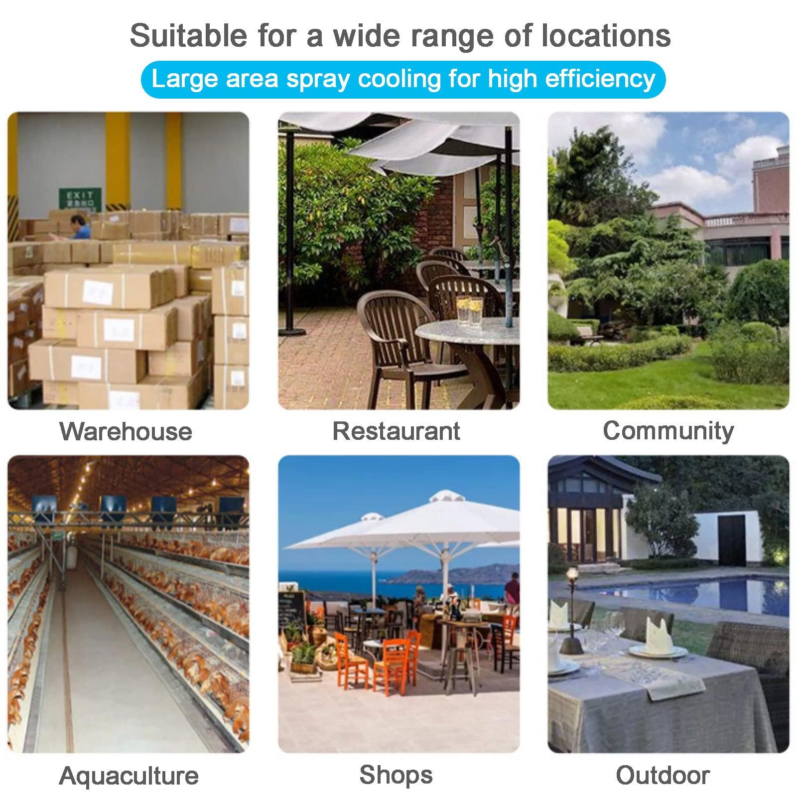 KAMPCO KAMPCO Portable Misting Oscillating Fan, Industrial Humidifying and Cooling Spray Fan, Floor Standing Fan with 90 Oscillation 3 Speed Settings