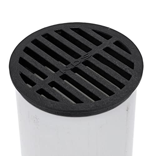 NDS NDS 11, 4 in. Round Grate Cover Connects to 4 Inch Drain Pipes & Fittings, for Small Lawns, Landscaping and Patios, Black Plastic