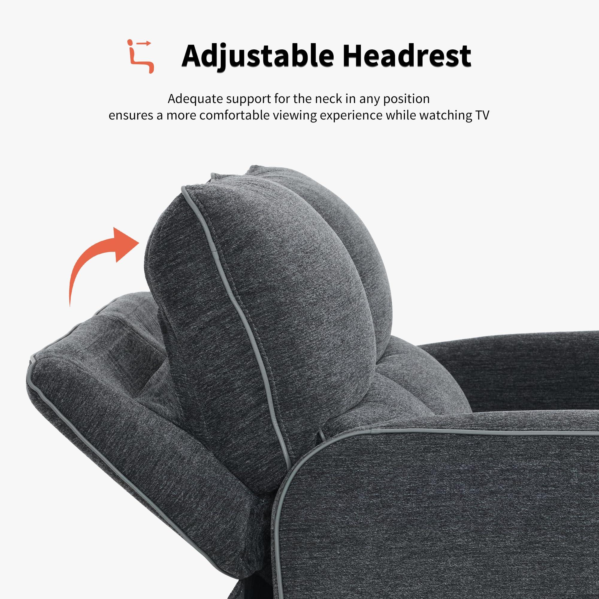 MCombo MCombo 60.2" Wall Hugger Power Reclining Loveseat Sofa with Adjustable Headrest, RV Recliner Loveseat with USB and Type C Charge Ports for Small Spaces 6924 (Dark Grey)