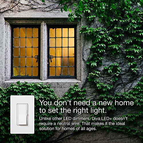 Lutron Lutron Diva LED+ Dimmer Switch for Dimmable LED, Halogen and Incandescent Bulbs, 250W/Single-Pole or 3-Way, DVCL-253P-IV, Ivory