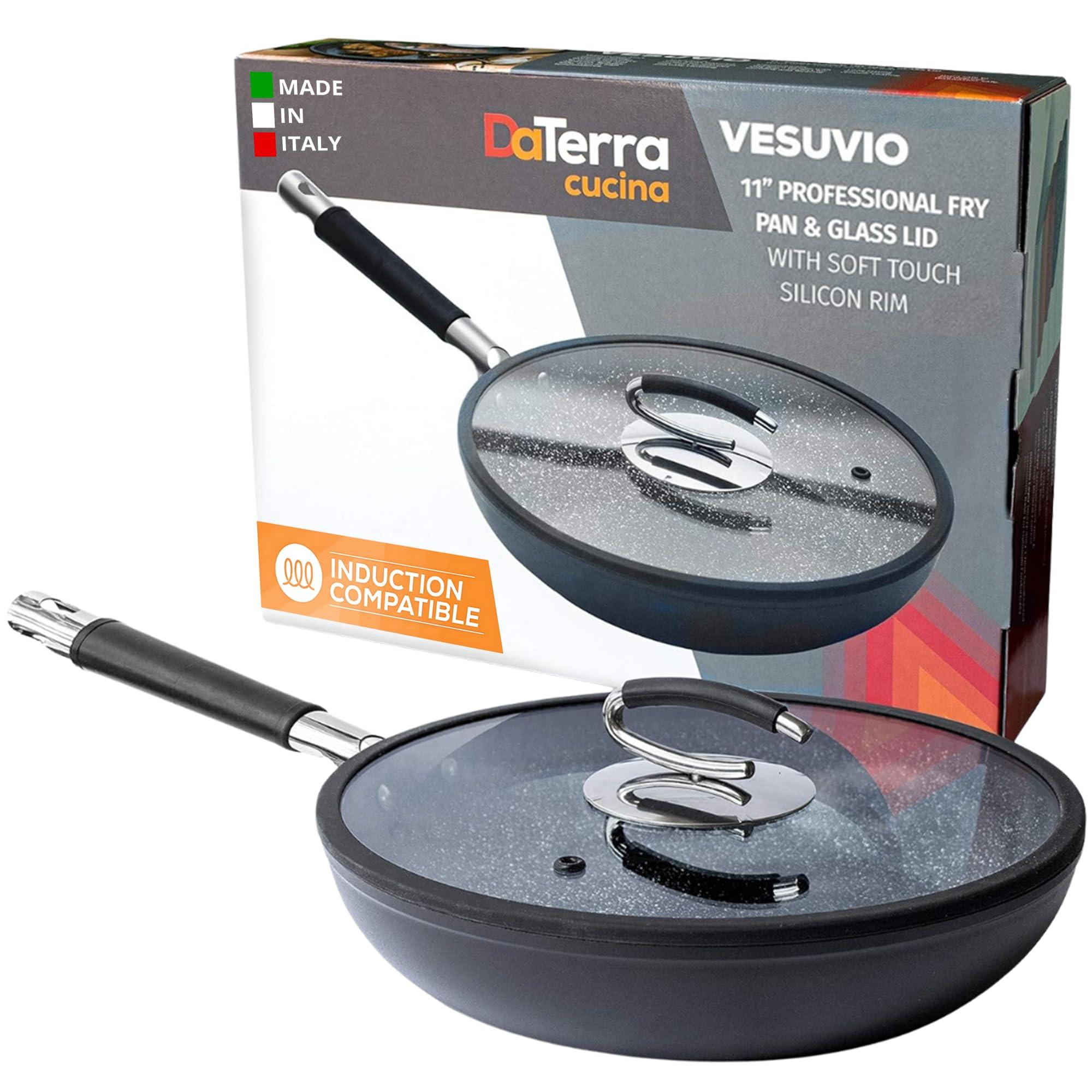 DaTerra Cucina DaTerra Cucina 11 Nonstick Frying Pan w/Lid | Made in Italy | PTFE, Cadmium, Lead and PFOA free proprietary nontoxic ceramic coating