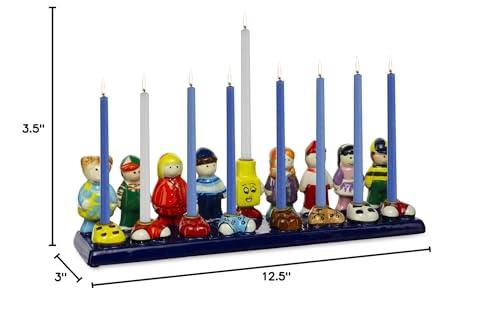 Rite Lite Rite Lite Friends Hanukkah Menorah Chanukah Gifts Jewish Holiday Party Favors Decor People Figurine Emoji Centerpiece Colorful Candle Holder Hand Painted Ceramic Chanukah Decorations 3.50\"