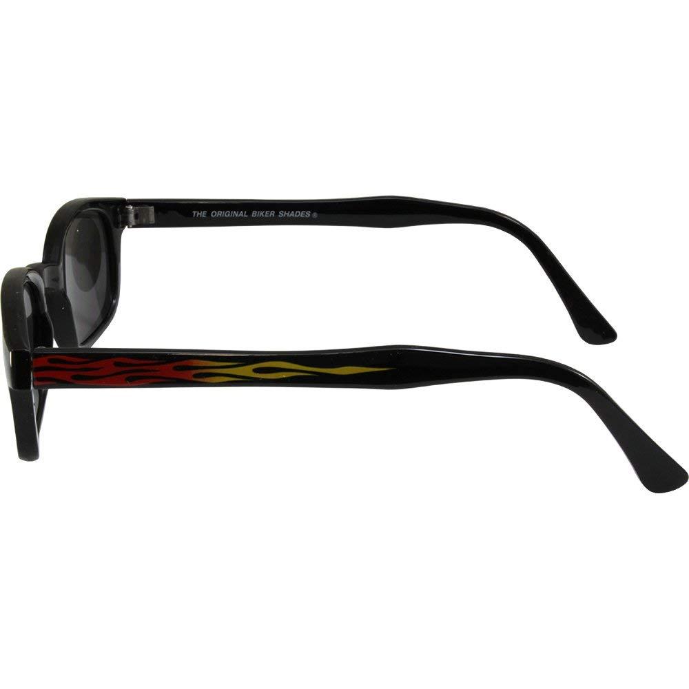 KD's KD\'s Original Flame Black Frames W/Flame Smoke Lens Sunglasses Motorcycle Glasses With Pouch