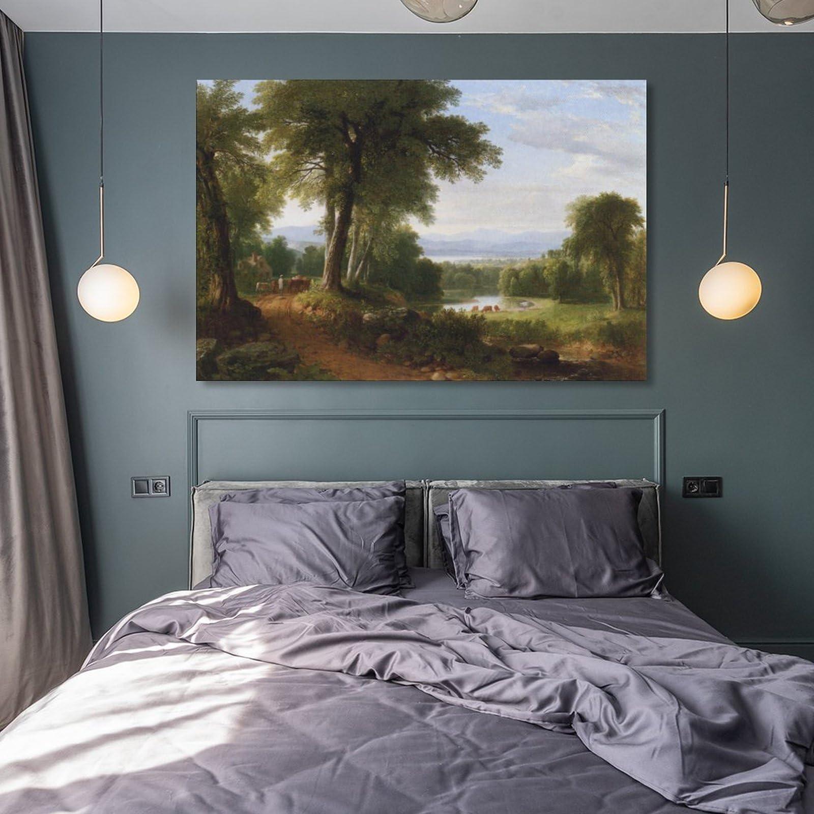 LUDU LUDU Poster Printed by Asher Brown Durand Hudson River School After A Summer Shower Canvas Wall Art Prints Poster Gifts Photo Picture Painting Posters Room Decor Home Decorative 08x12inch(20x30cm)