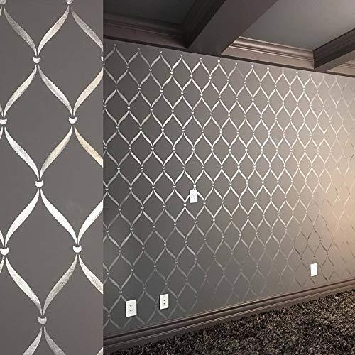 Royal Design Studio Stencils Ribbon Lattice Wall Stencil for DIY Painting Wallpaper Look