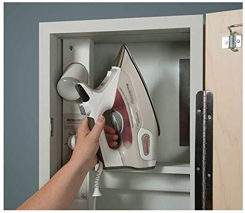 Iron-A-Way Iron-A-Way E-46-L Ironing Center - 46" Built-in Ironing Board with Electric System, Light, and Timer - Left Hinged Door - Flat White