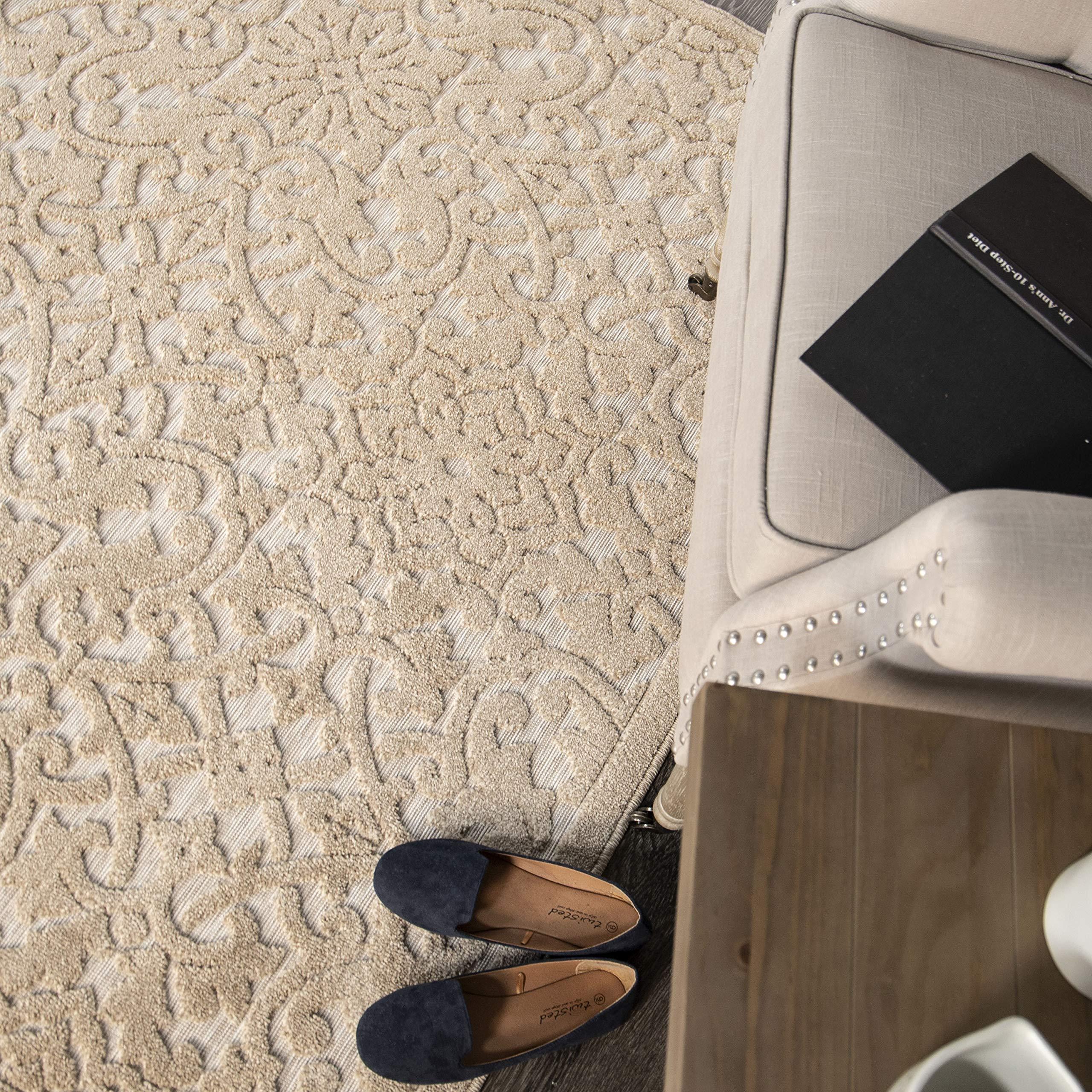 Orian Rugs Orian Rugs Boucle Collection 397154 Indoor/Outdoor High-Low Biscay Area Rug, 5'2" x 7'6", Driftwood Beige