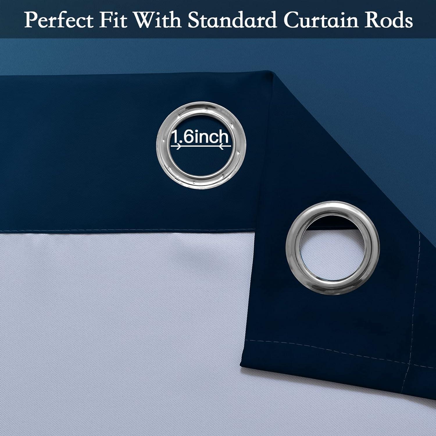 SimpleHome SimpleHome Ombre Room Darkening Curtains for Living Room, Light Blocking Dark Blue to Greyish White Thermal Insulated Grommet Window Curtains/Drapes for Bedroom, 2 Panels, 42x72 inches Length