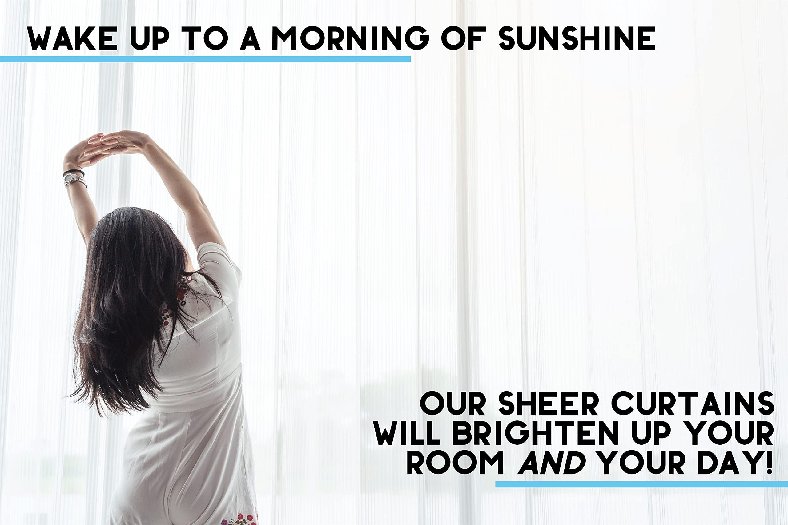 HLC.ME HLC.ME Rust Burnt Orange Sheer Voile Window Treatment Rod Pocket Curtain Panels for Bedroom and Living Room (54 x 84 inches Long, Set of 2)