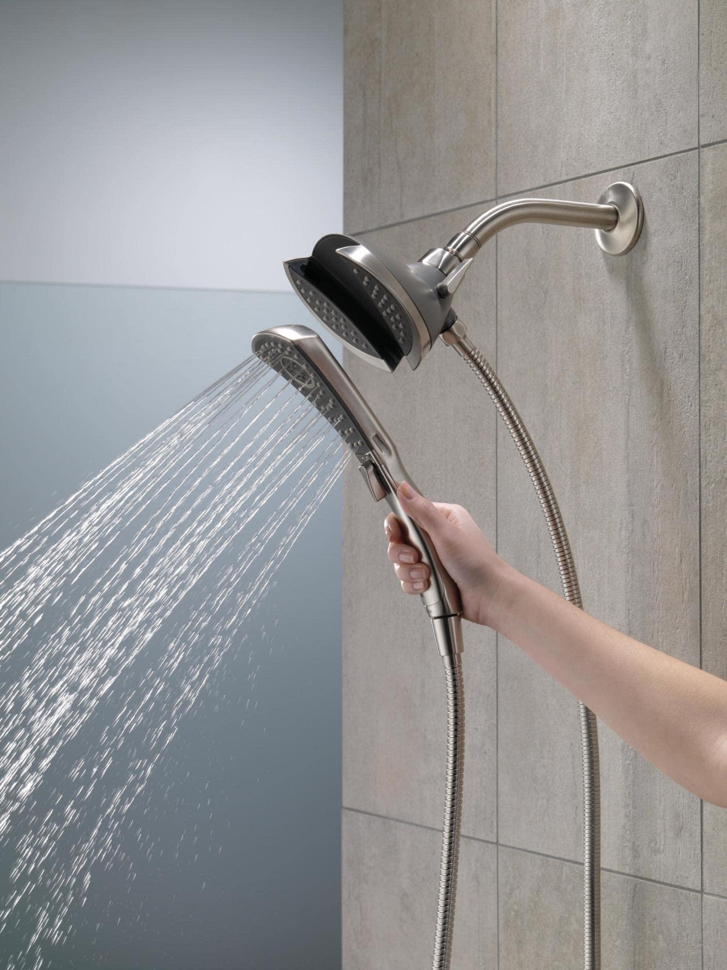 DELTA FAUCET Delta Faucet 4-Spray In2ition Dual Shower Head with Handheld Spray, Detachable Shower Head with Hose Chrome 58467