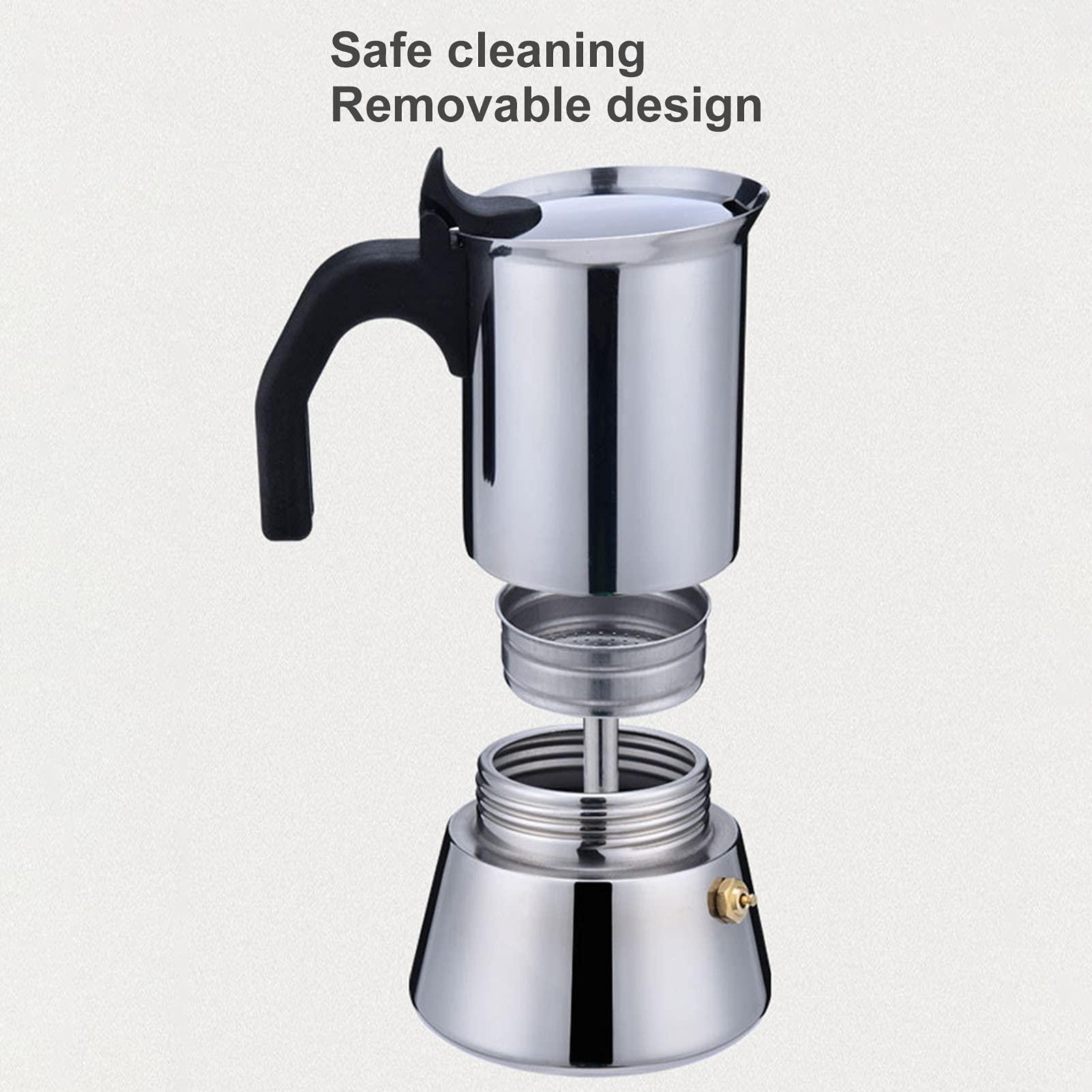 Kuuleyn Stovetop Espresso and Coffee Maker,Thicken Moka Pot,Stainless Steel Coffee Maker Pour Over Coffee Pot Italian Moka Pot for Home Kitchen Appliances Supplies