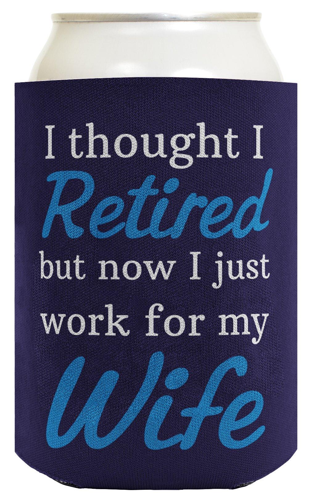 ThisWear Funny Retirement Gifts for Men Retired Work for my Wife Retirement Gifts for Grandpa Gag Gifts 2 Pack Can Coolie Drink Coolers Coolies Blue