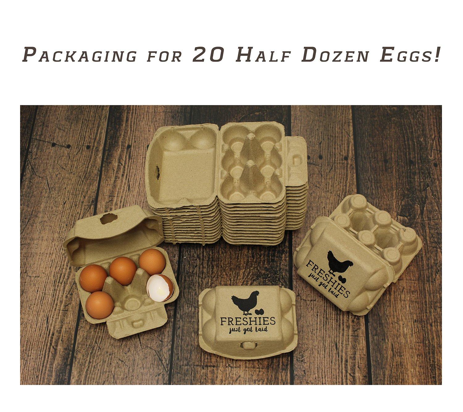 Rural365 Rural365 | Pulp Egg Cartons Bulk Pack of 20 Empty Egg Cartons Half Dozen Egg Holder Egg Crates (Holds 6 Eggs Each)