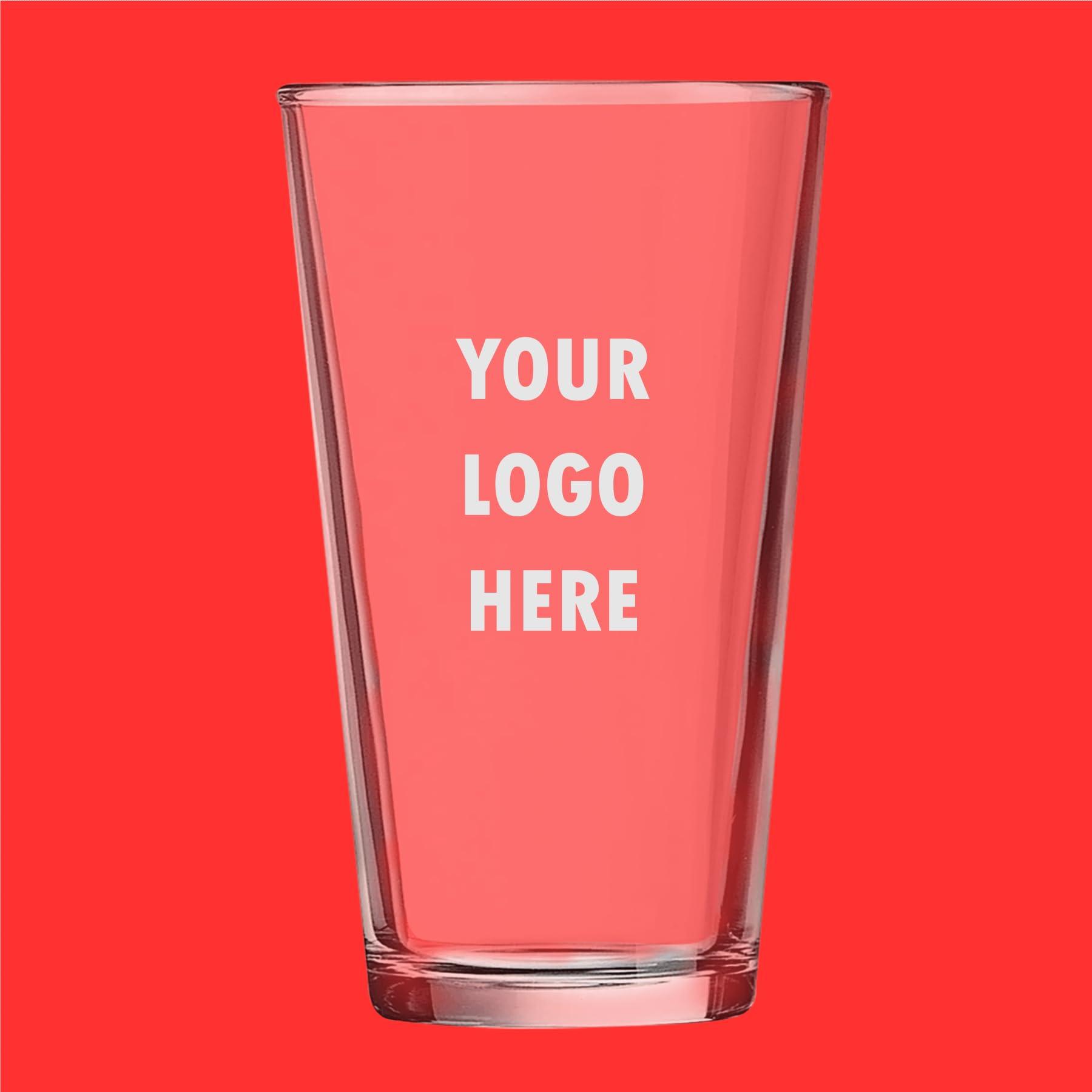 Generic Personalized 16 oz Laser-Etched Pint Glass, Custom Logo or Design, for Bars, Breweries, Restaurants and Corporate Gifts (96 glasses)