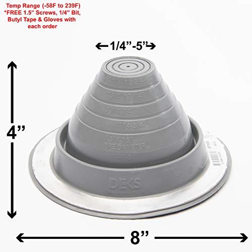 EAGLE 1 EAGLE 1 EPDM Flexible Roofing Pipe Flashing Boots - On Site Adjustable Roof Pipe Jack Boot with Round Base (Standard Gray, 3)
