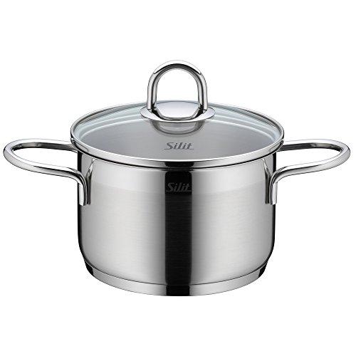 Silit Silit Pot Set 7-Piece Diamant Pouring Rim Glass Lid Stainless Steel Polished Suitable for Induction Hobs Dishwasher-Safe