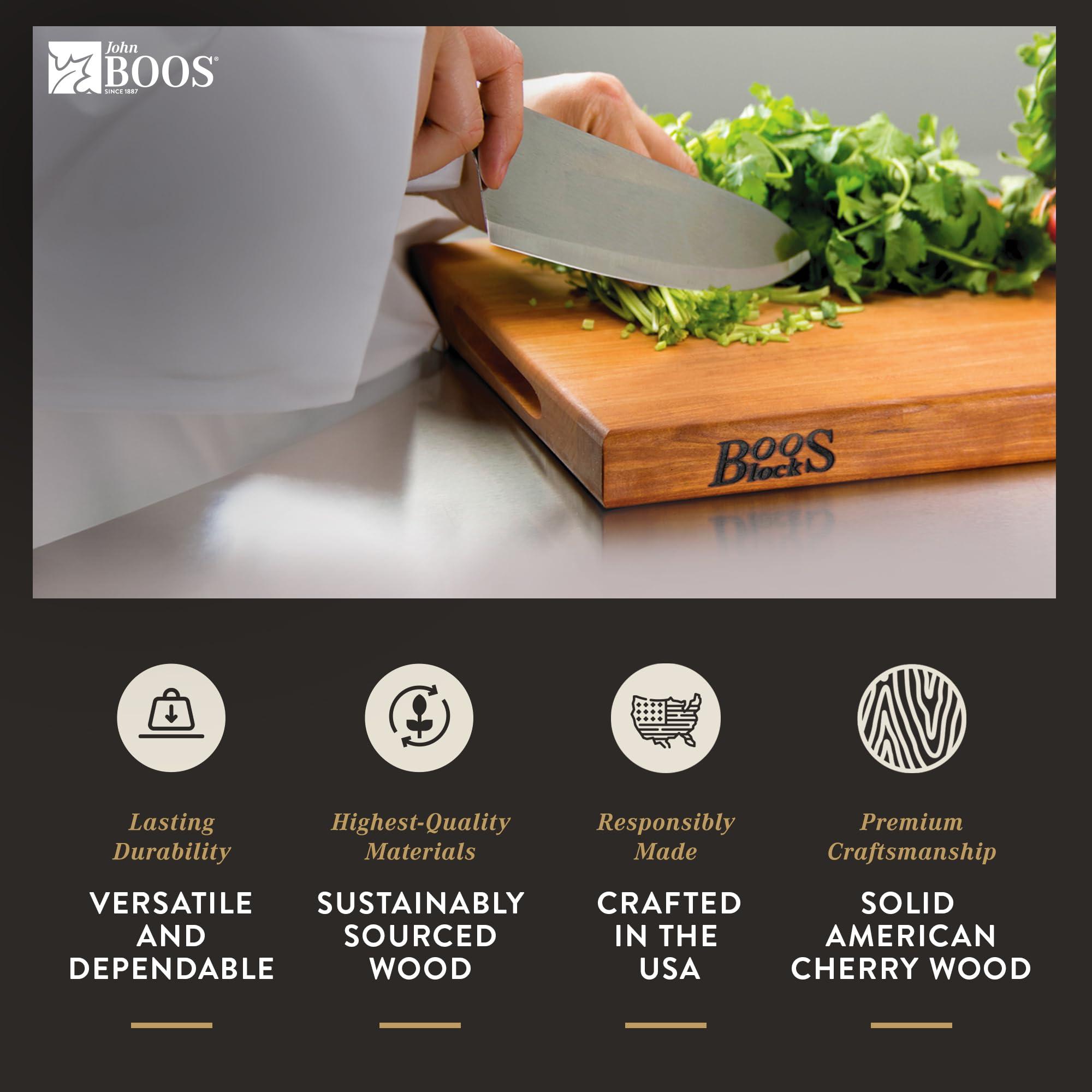 John Boos John Boos Block Large Reversible Wood Cutting Board w/Oil Finish, R-Board, 20\"x15\"x1.5\", Cherry