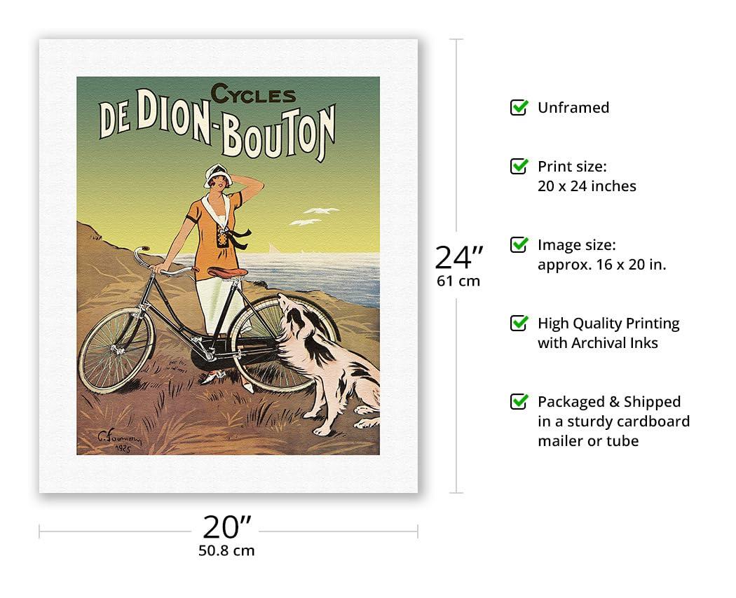 Pacifica Island Art De Dion-Bouton - Cycles - Vintage Advertising Poster by Flix Fournery c.1925 - Fine Art Rolled Canvas Print 16in x 20in