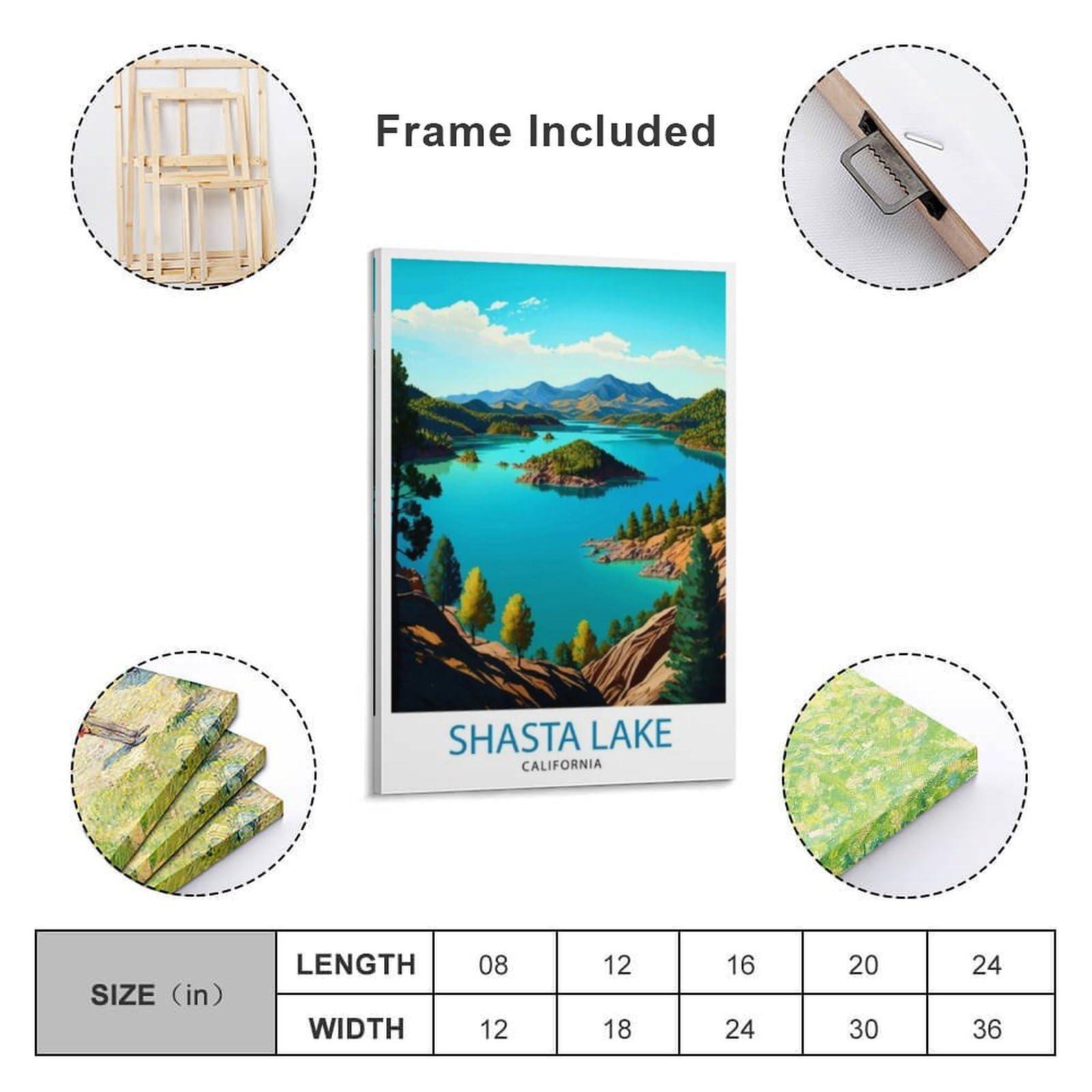 Generic Shasta Lake California (2) Travel Poster Canvas Wall Art Print Modern Home Room Decor Poster Picture 16x24inch(40x60cm)