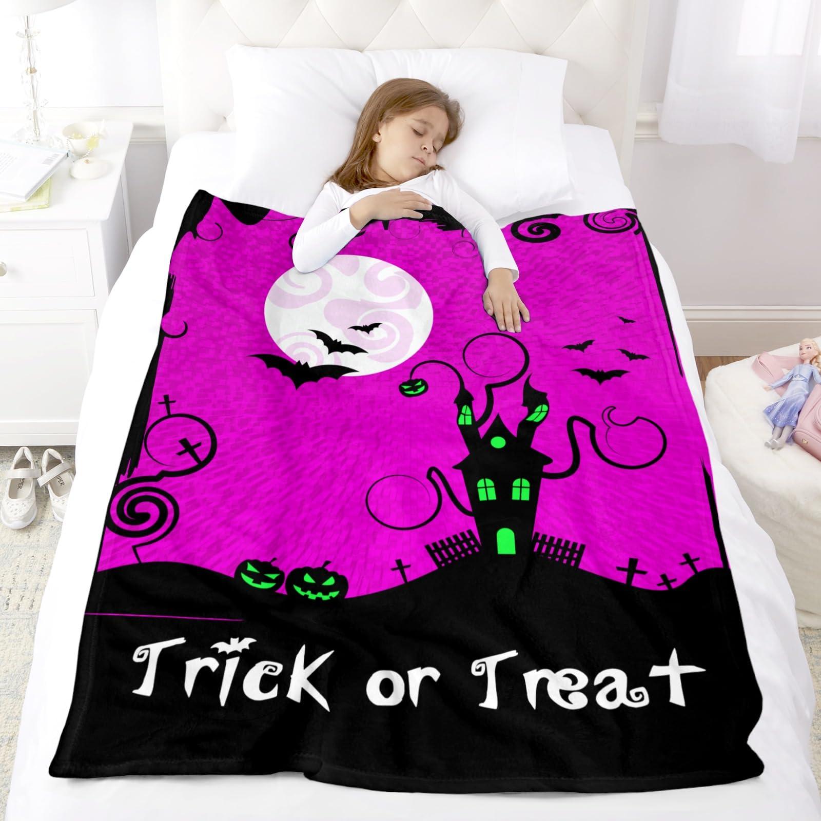 Customization of lover Custom Halloween Blanket Personalized Halloween Blanket with Name Picture Halloween Throw Blanket for Kids with Pumpkin Ghost