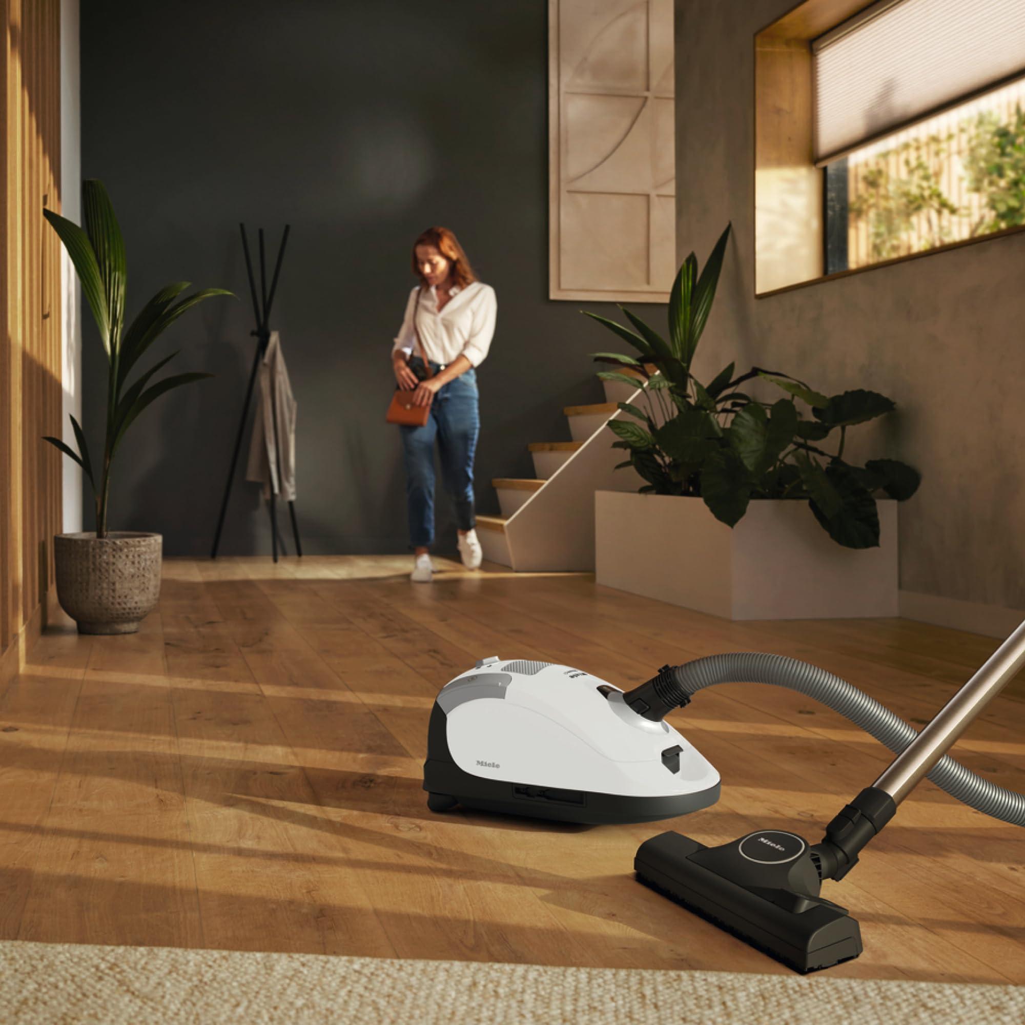 Miele Miele Compact C1 Pure Suction Bagged Canister Vacuum with High Suction Power Designed for Hard Floors and Low-Pile Carpet, in Lotus White