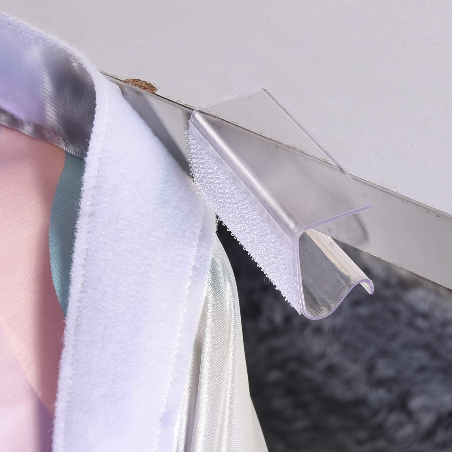 Odowalker Odowalker 50 Pieces Table Skirt Clips Clear Plastic with Hook Fastener for Table Cover Table Skirting Tablecloth Table Edge (0.6\"-0.8\"(Strip Shape))