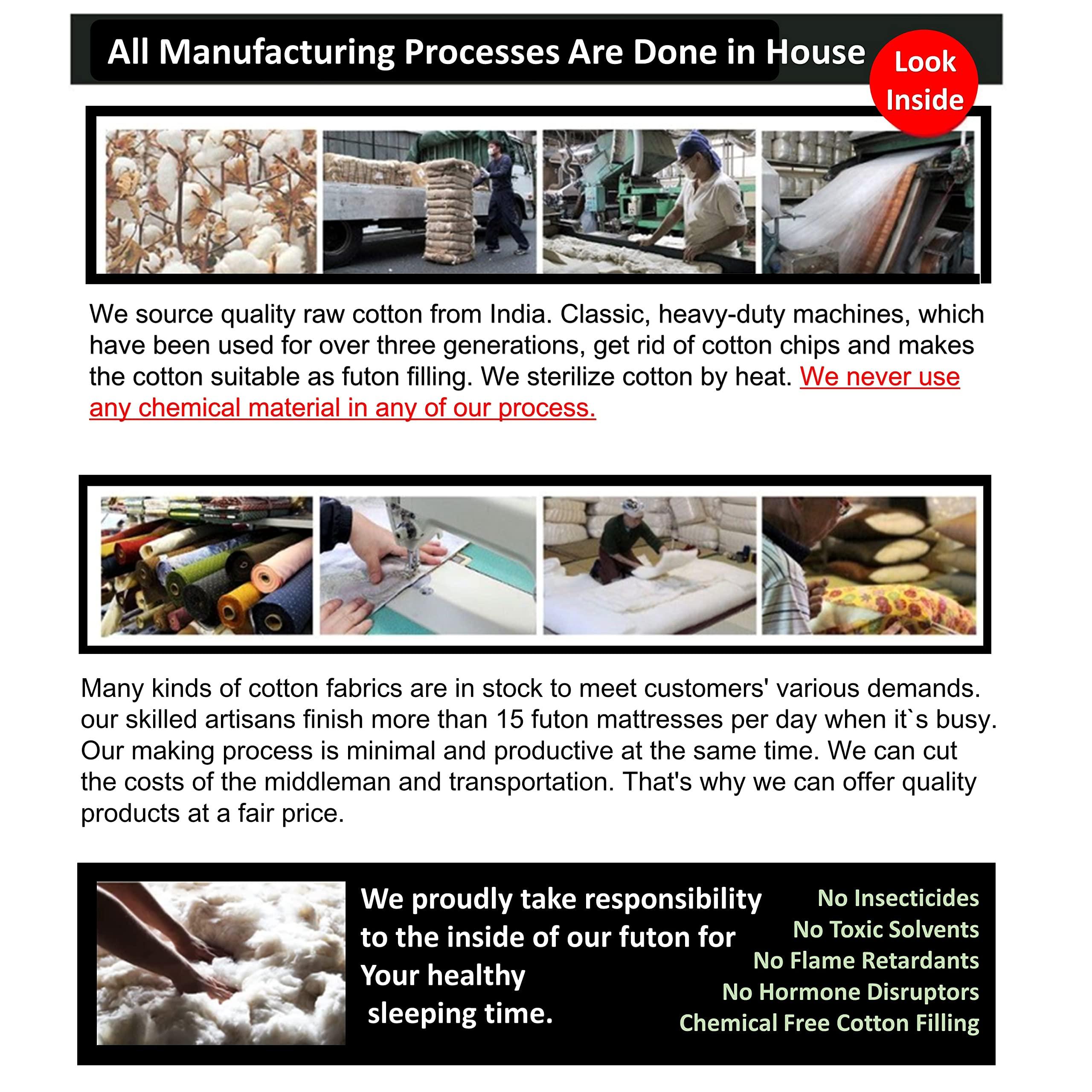 FutonTokyo Futon Tokyo Original Futon Starter Set 5 Sizes Made in Japan (Double 82 55 3.94\")