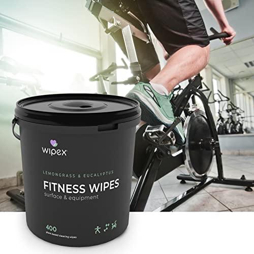 Wipex Wipex Gym Wipes Fitness Equipment Wipes, Plant-Based Cloth - Lemongrass, Eucalyptus and Vinegar Wipes to Clean Surfaces, Safe Yoga Mat Cleaner Wipes, All Purpose Gym Cleaner, 400 Count