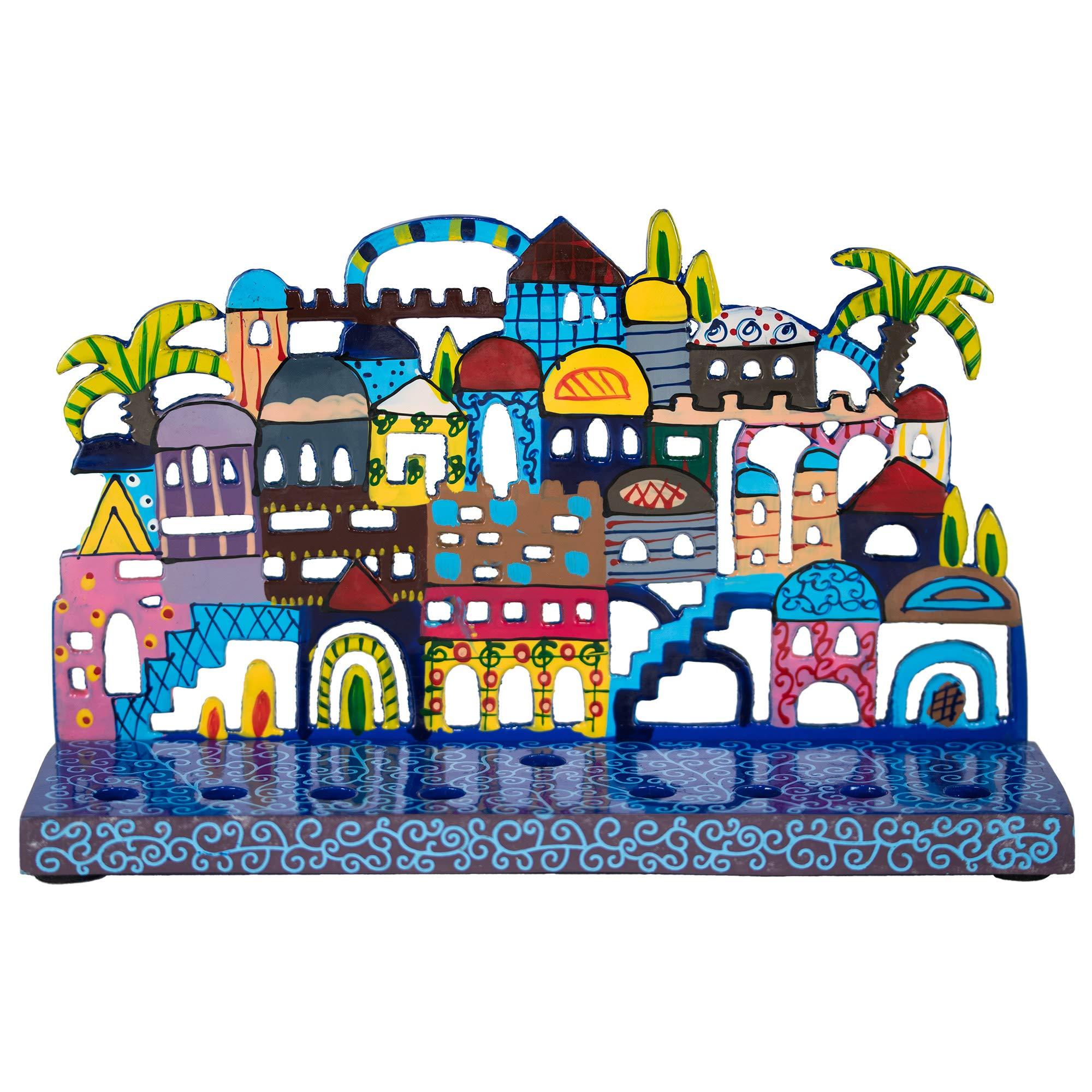 Yair Emanuel Jerusalem Laser Cut Metal Hanukkah Menorah by Yair Emanuel