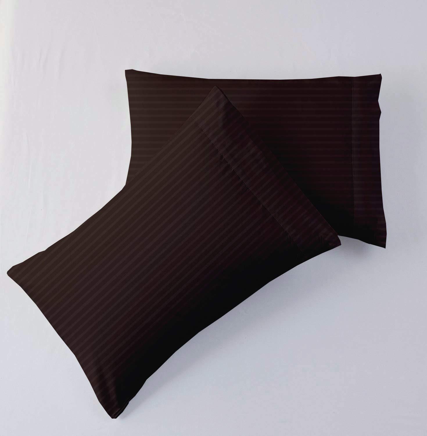 NeemKaroli Top Split Cal King Sheets Sets For Adjustable Bed-Flex Head King Sheets Sets for Adjustable Beds-Half Split Sheets-28 inches Split Top California King Sheets-Cotton Top Split Sheets(Chocolate Stripe)