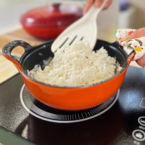 AILIBOO AILIBOO 2 Quart Dutch Oven Pot Round Cast Iron Enamel Cookware with Wooden Lid Soup Pot Mini Soup Pots- orange