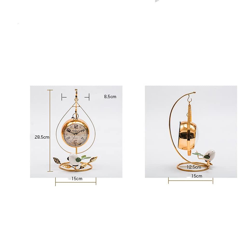 DFWINGFUUURDD Ventilation Fan Nordic Silent Table Clock Gold Metal Retro Modern Living Room Desk Clock Alarm Table Watch Gift Ideas