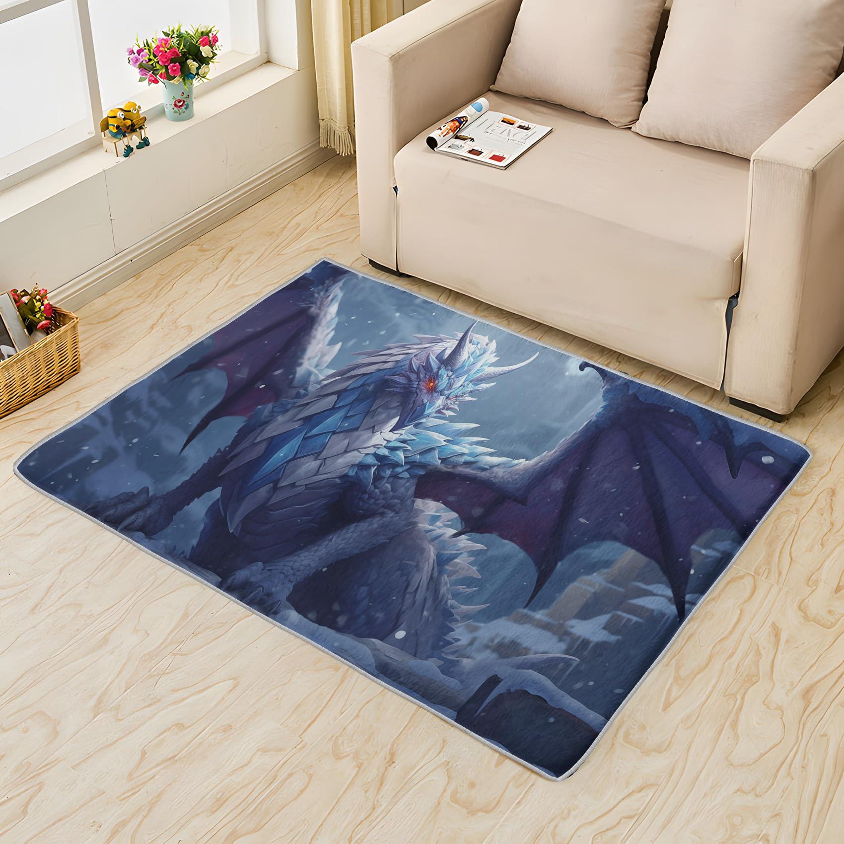 TANTANICAL TANTANICAL Dragon Rug 4x6, Fantasy Rugs for Bedroom Living Room, Mythical Creature Area Rug, Dragon Decor, Indoor Floor Carpet, Washable-Non-Slip-Stain-Resistant