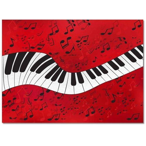 MLWC Red Music Lover Area Rug, Black White Piano Keys Decorative Rug, Easy Clean Carpet with Anti-Slip Backing for Bedroom Living Room Dining Room Office 3ftx5ft