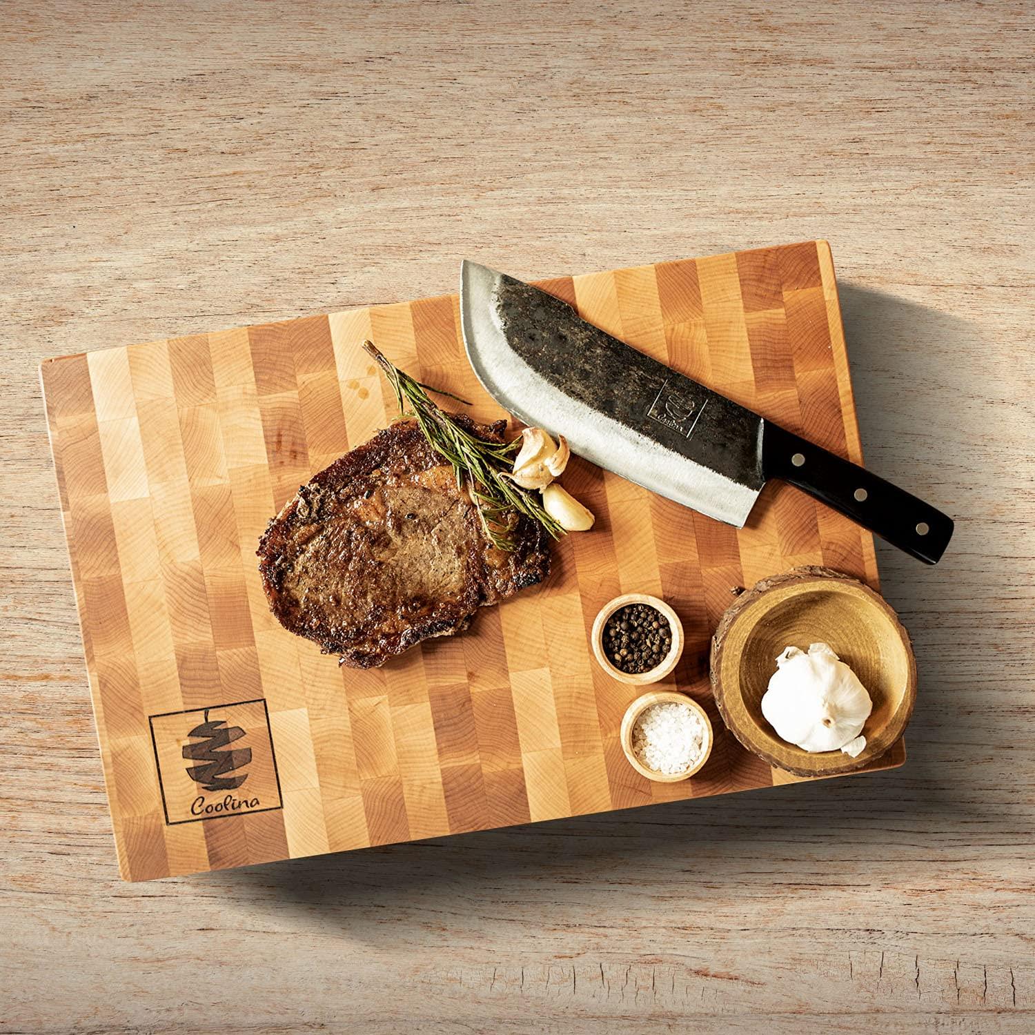COOLINA COOLINA Daozi Forged Cleaver Butcher Knife, 7.9-in High Carbon Steel Blade, Handmade Chinese Traditional Knife, Best for Chopping, Slicing, Cutting Meat