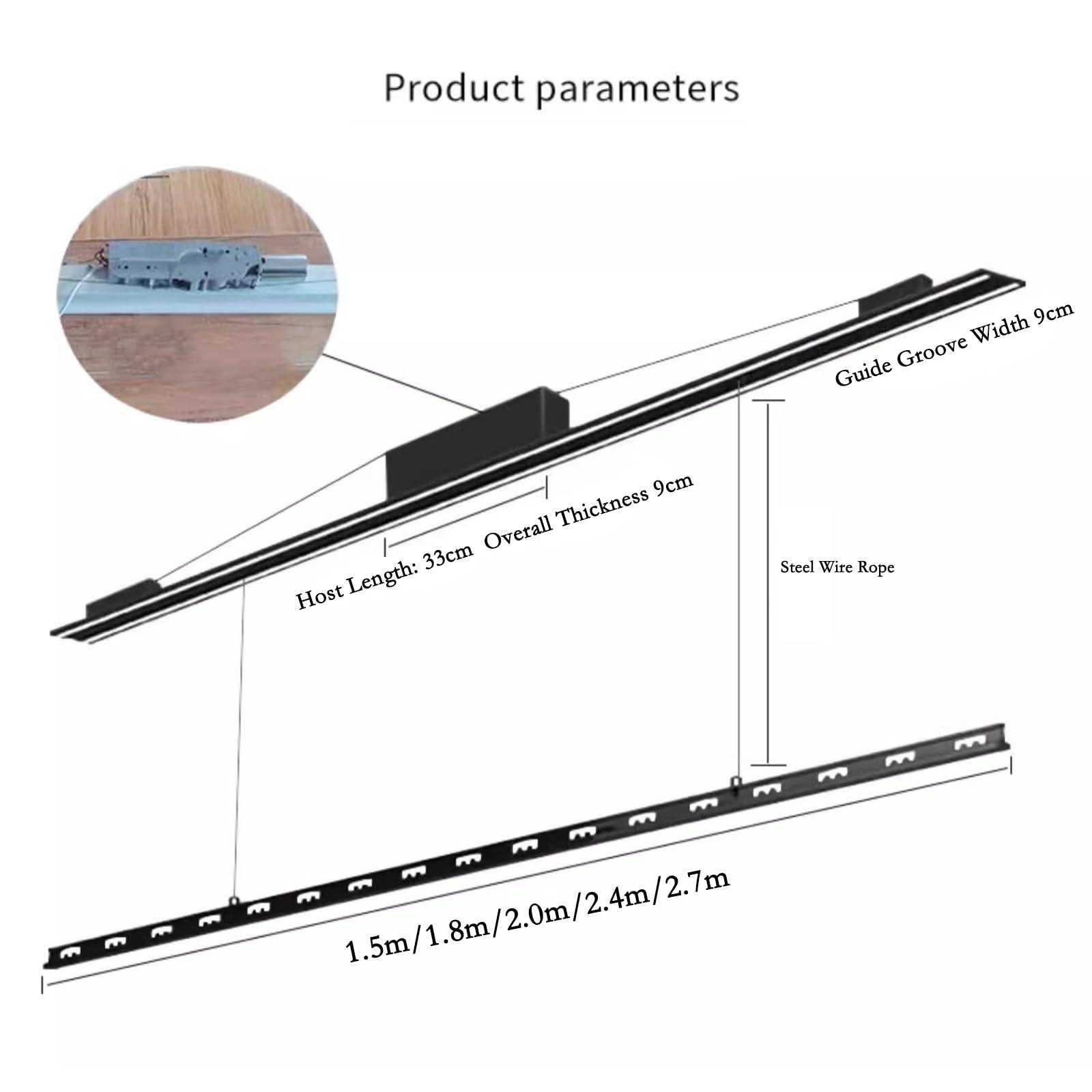 HASMI Electric Drying Rack Invisible Electric Clothes Hanger Embedded Hidden Drying Rack Lifting Remote Control Home Balcony Automatic Clothes Drying Double Pole Lifting Clothes Hanger (Size : 2.0m)