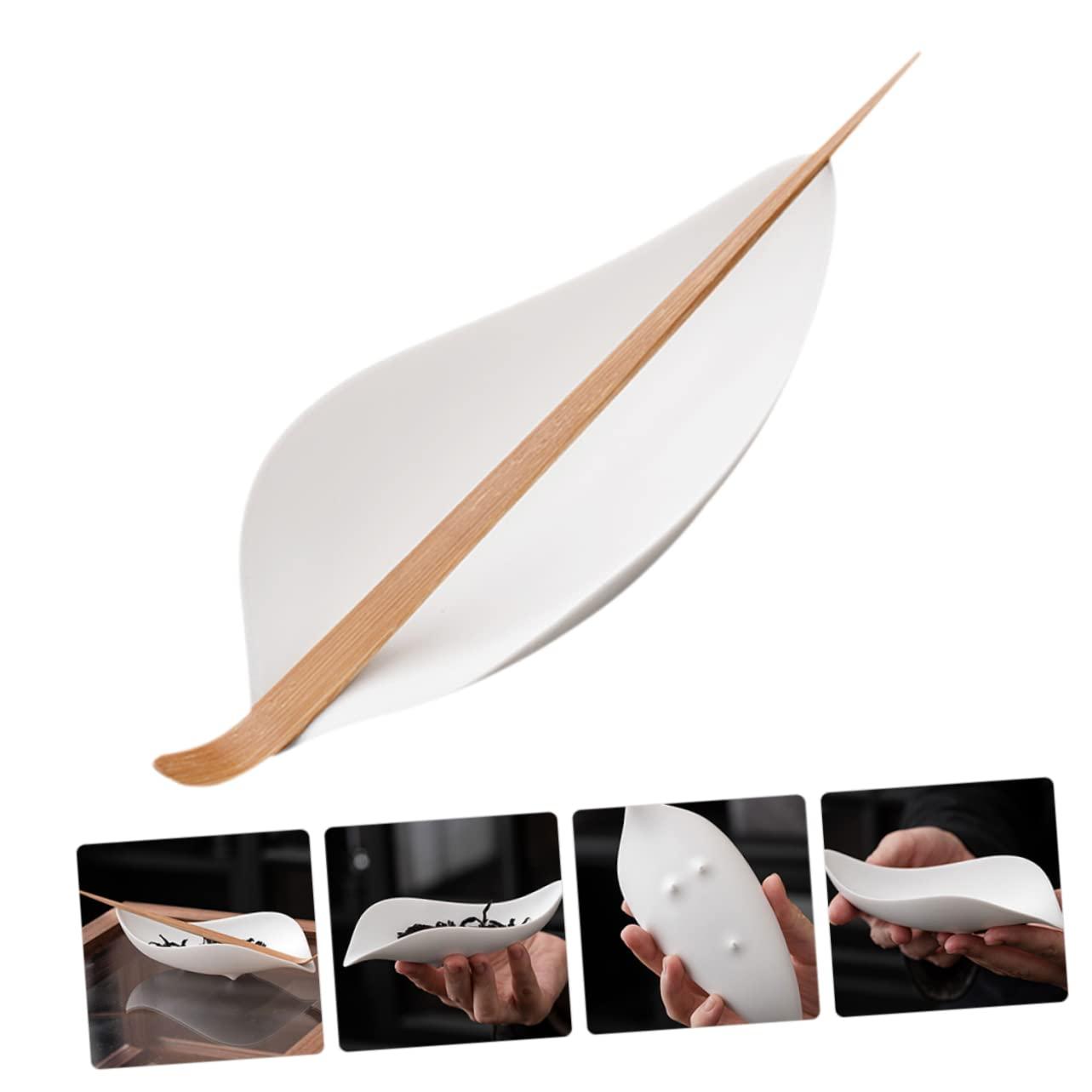 CONGARTENO CONGARTENO 1 Set Tea Spoon Tea Vessel Chinese Tea Tray Loose Tea Leaf Shovel Dosing Cup Tea Presentation Vessel Exquisite Tea Shovel Loose Tea Scoop Small Tea Scoop Niche Zero White Ceramics