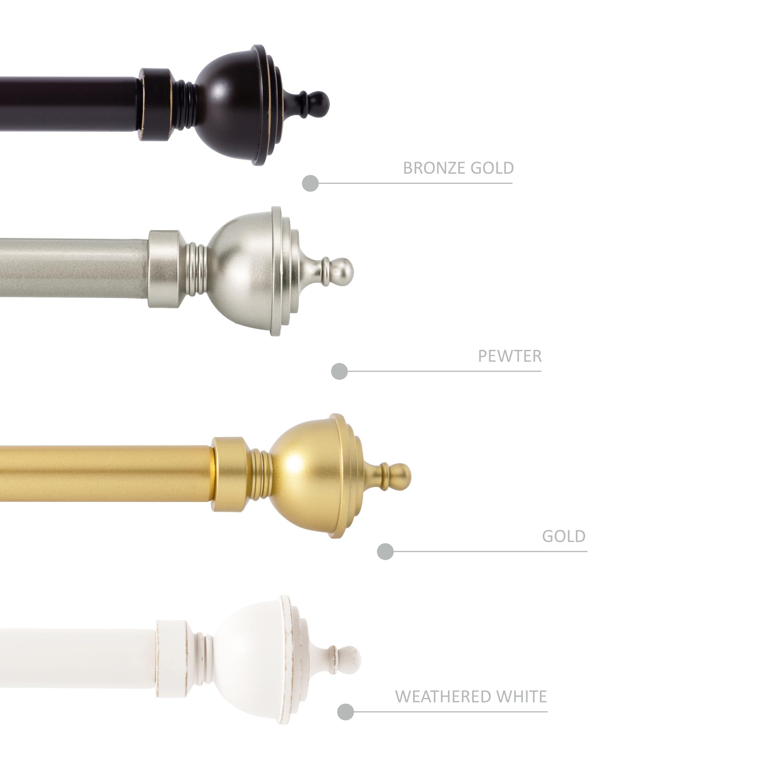 Rydenia Rydenia 5/8" Single Curtain Rod with Royale Finials (Gold, 84''-120'')