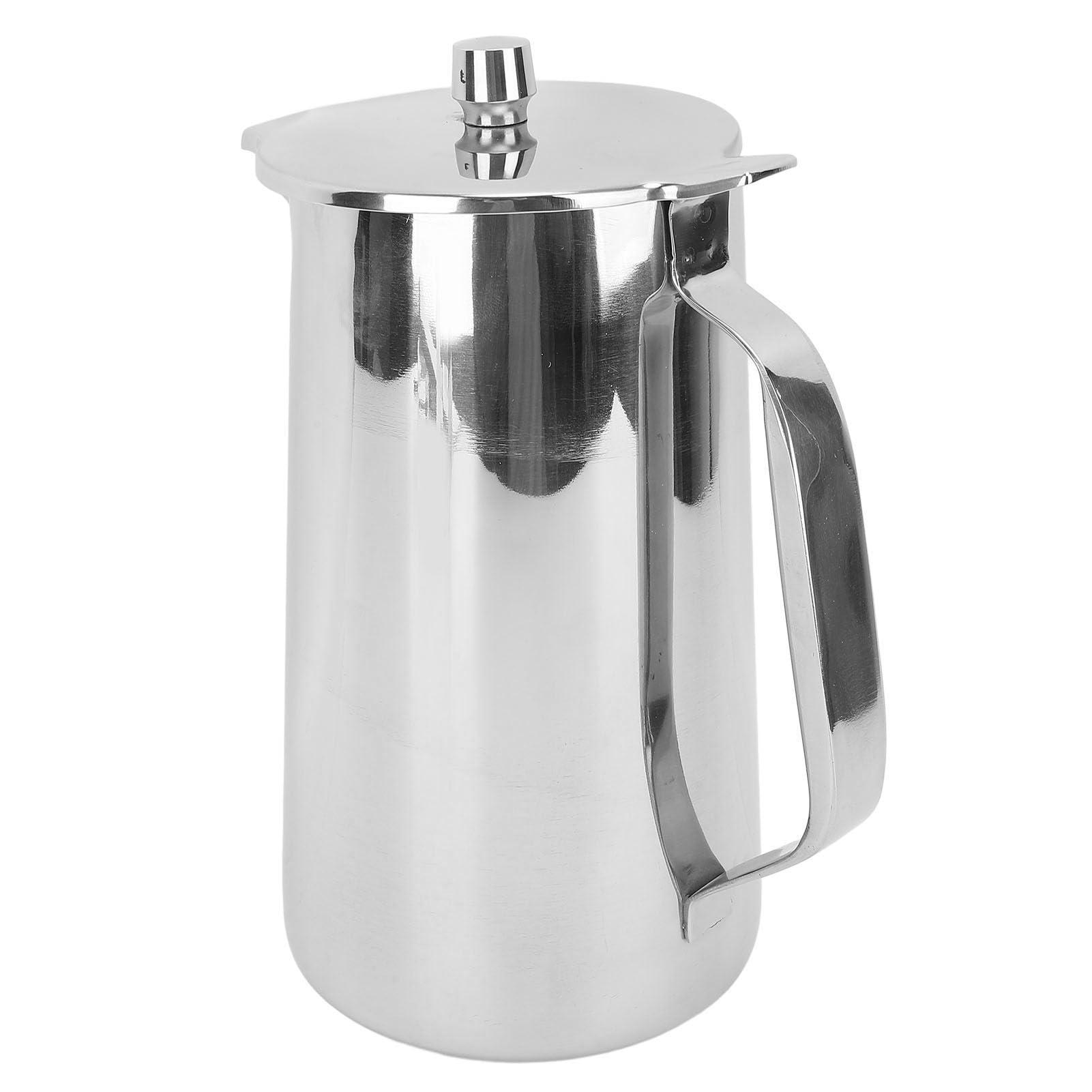 Zoeyilan Stainless Steel Pitcher with Handle, Stainless Steel Water Pitcher, Water Kettle with Lid, Stainless Steel Teapot, 2L Water Pitcher with Ergonomic Handle Juice Cold Beverage Jug