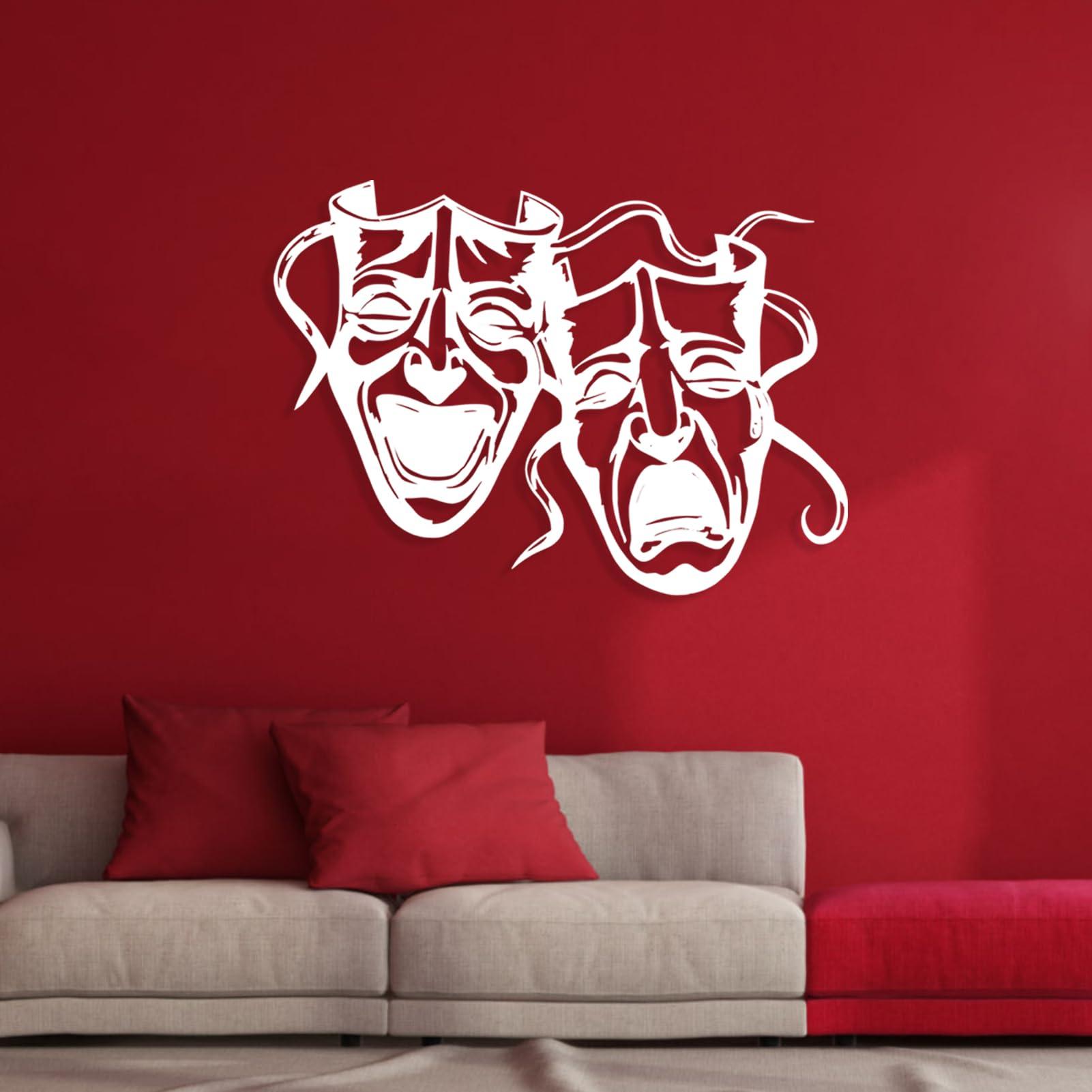 Cadeali Comedy and Tragedy Masks Wall Decor, Drama Faces Wall Art, Metal Wall Art, Theater Mask Happy Sad Face Decor, Wall Theater Mask, Face Metal Wall Art, Living Room Wall Art, Lovers Gifts (Gold, 30"x22" | 76x55cm)