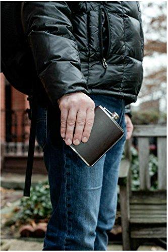 Kikkerland Kikkerland 8-Ounce Leather Hip Flask, Large, Brown