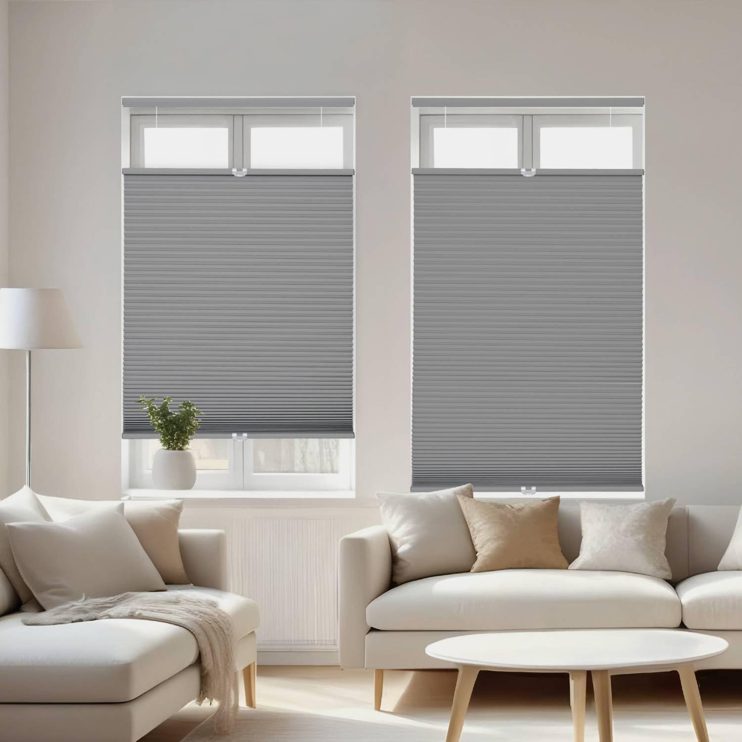 Regal estate 12BOTTLE Cordless 1.5" Blackout Top Down Bottom Up Cellular Shades,52" W x 48" H, Window Blinds for Energy Saving, Gray, Indoor Window Blinds, Shades for Bedroom, Living Room by REGAL ESTATE