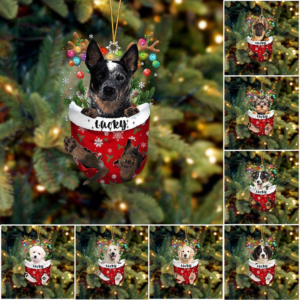 IZI POD Personalized White Maltese Dog Christmas Ornament in Snow Pocket, 2D Flat Shape Ornament, Christmas Tree Ornament, Dog Lovers Gift for Dog Lovers, Christmas, Birthday, Holiday